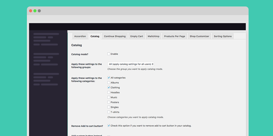 Kit Catalog: Settings Page
