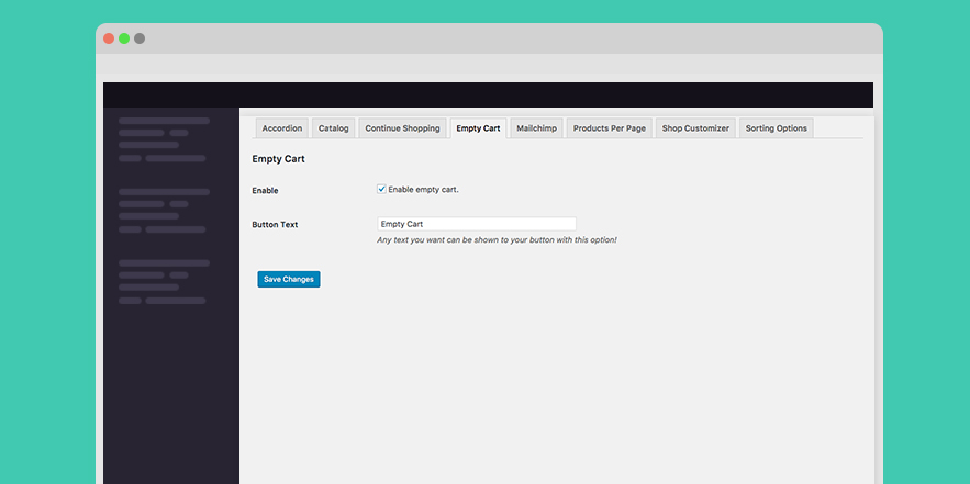 Kit Empty Cart: Settings Page