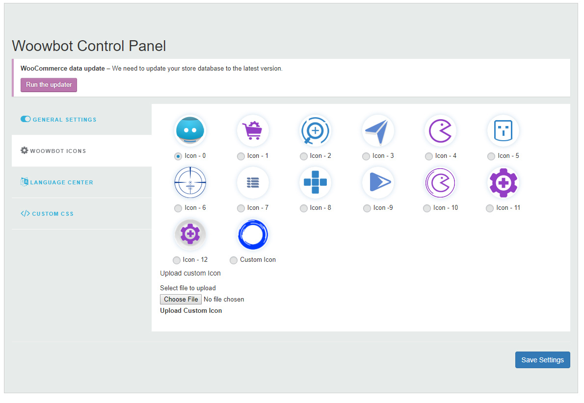 Woocommerce chatbot HUD for Icon