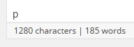 The output for the format : `#chars` characters | `#words` words