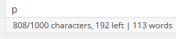 The output for the format : `#chars`/`#maxChars` characters, `#leftChars` left | `#words` words (when under the limit)