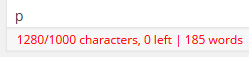 The output for the format : `#chars`/`#maxChars` characters, `#leftChars` left | `#words` words (when over the limit)