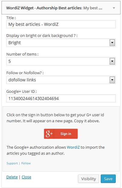 This is the widget settings in Wordpress administration.