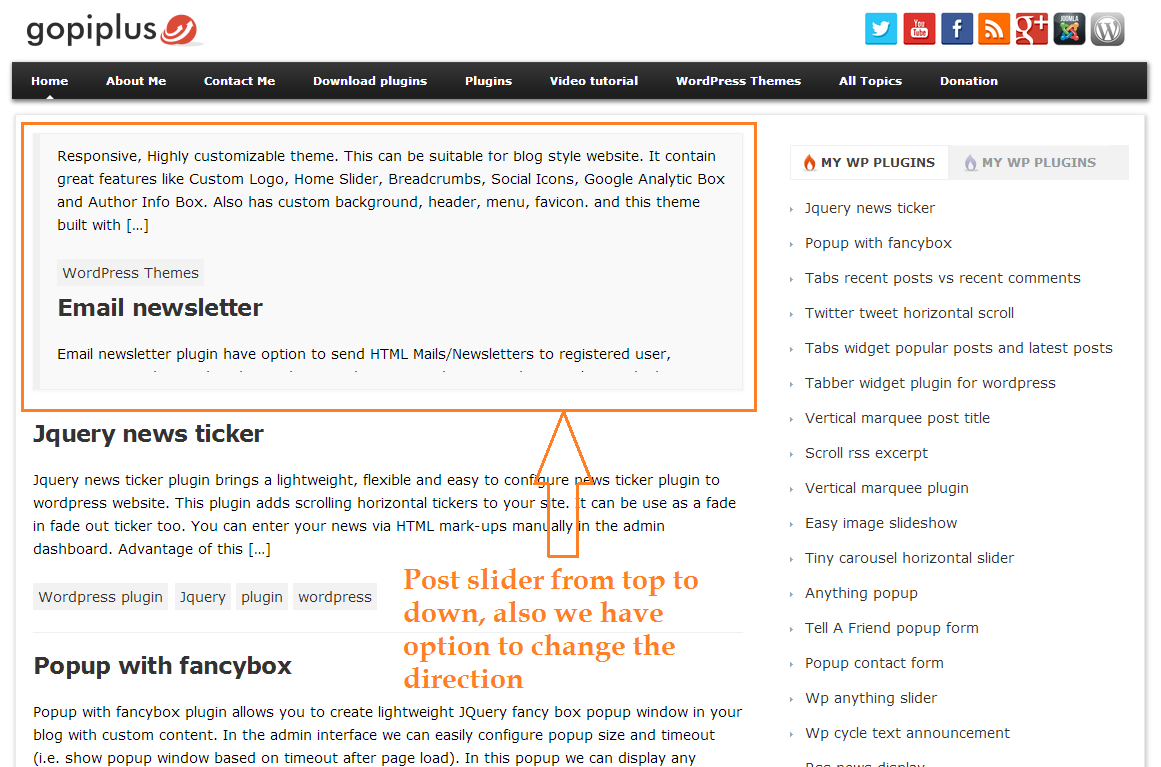 Front Screen http://www.gopiplus.com/work/2011/05/28/wordpress-plugin-random-post-slider/