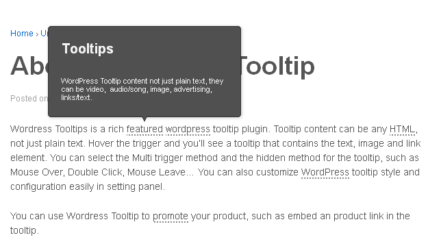 Tooltips Edit/Delete/Update Panel In Back End