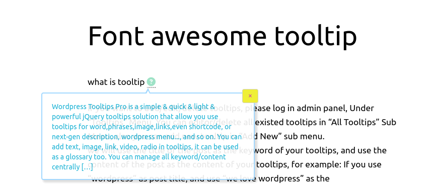 Plain text tooltip