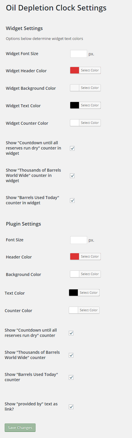 Settings page.