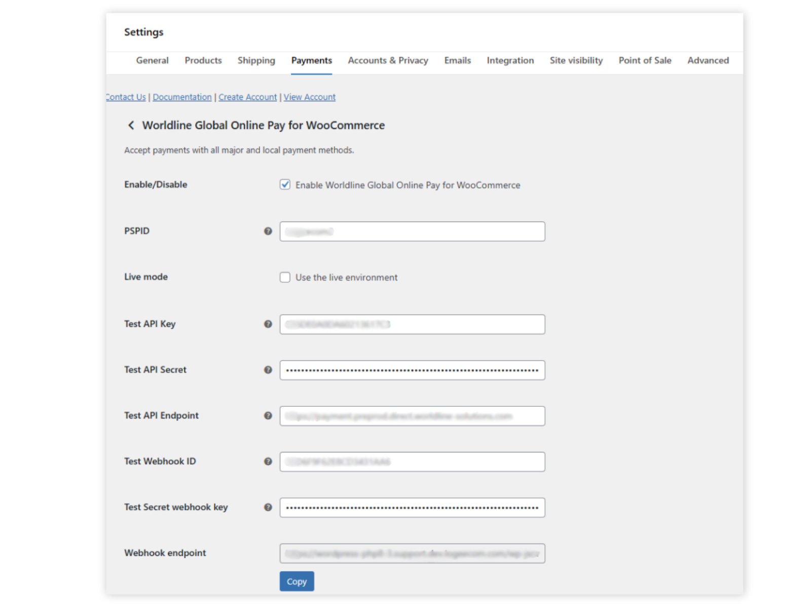 Secure configuration for API keys, webhooks, and environments