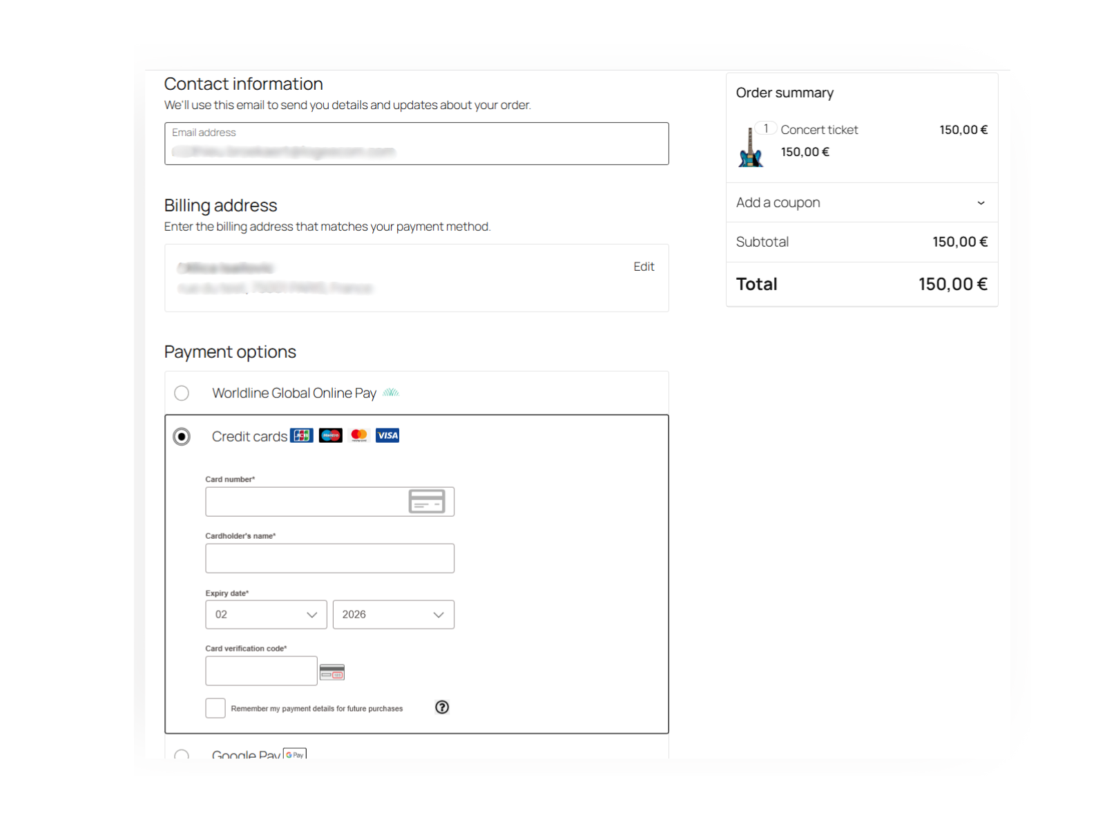 Speed up purchases with single payment methods