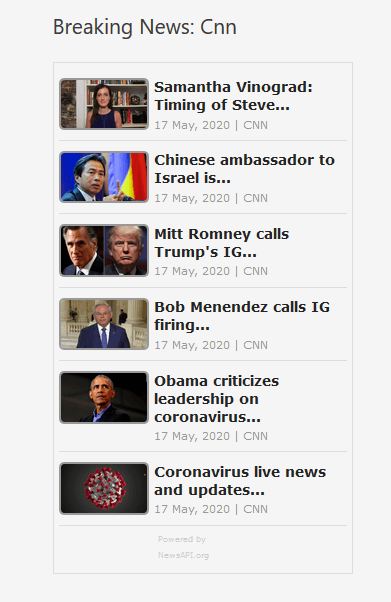 Showing Worldwide Breaking News Headlines in Sidebar