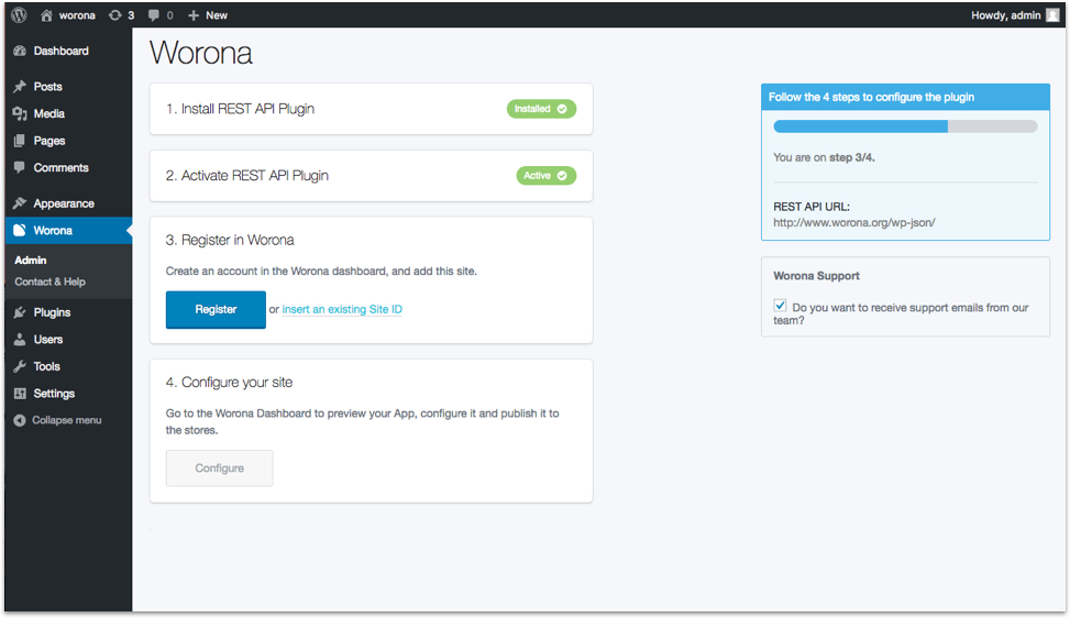 Worona WordPress Plugin. Just install, follow the 3 steps and you are ready.