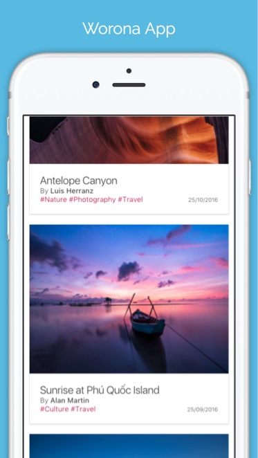 Worona App. Best in class mobile app to display your content in iOS & Android.