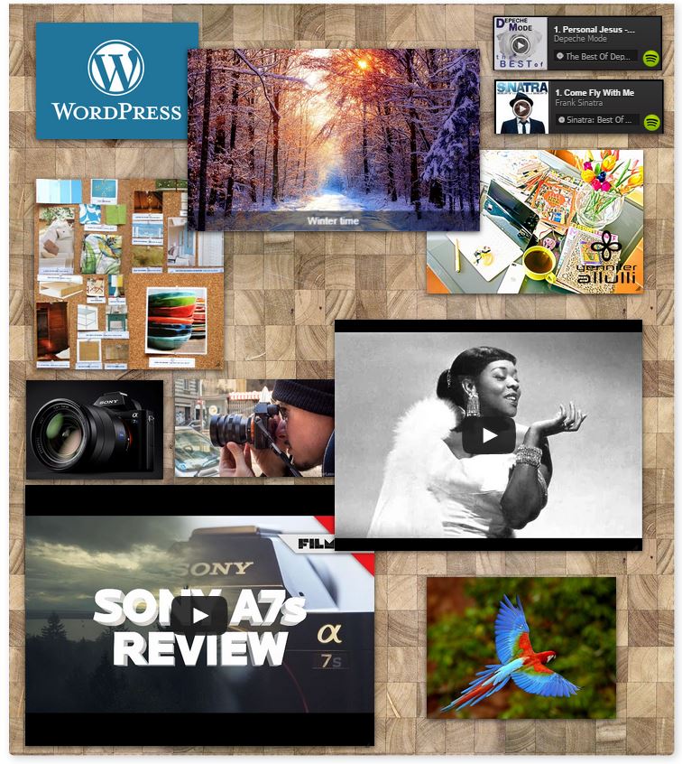 A Wow moodboard Pro with custom background, spotify albums and custom size