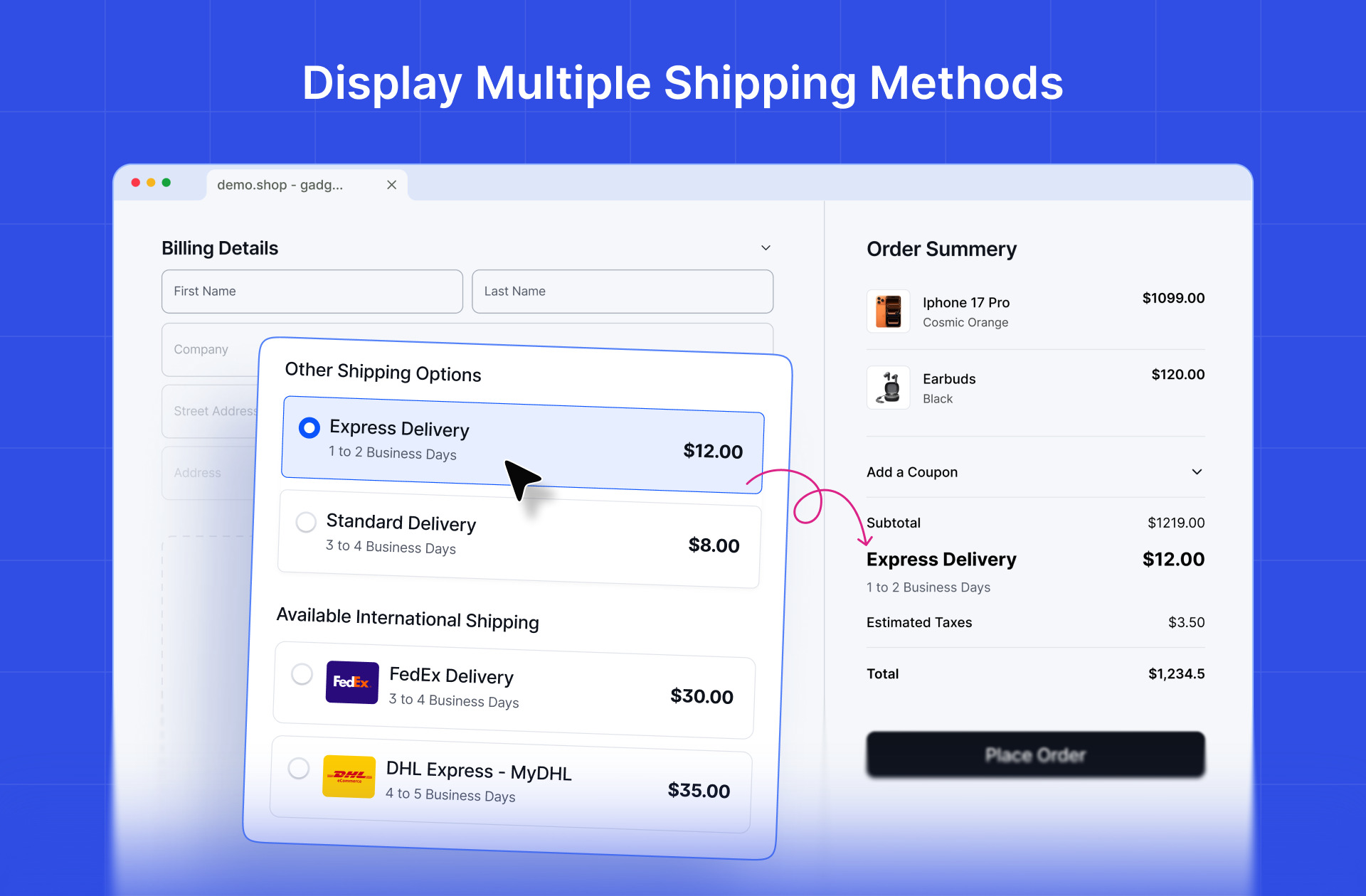 Display Multiple Shipping Methods
