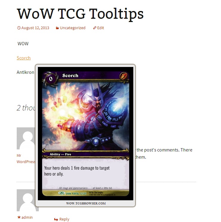 Example of generated tooltip