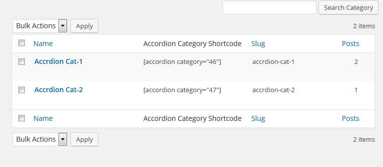 category shortcode