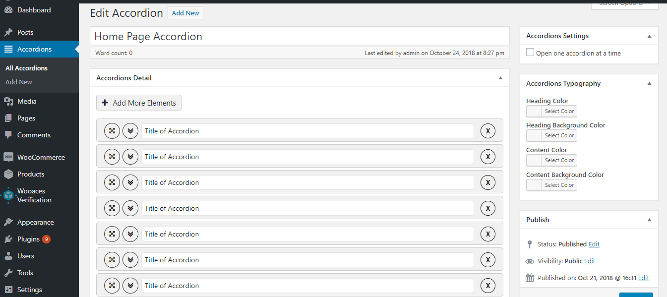 screenshot Add New Accordion