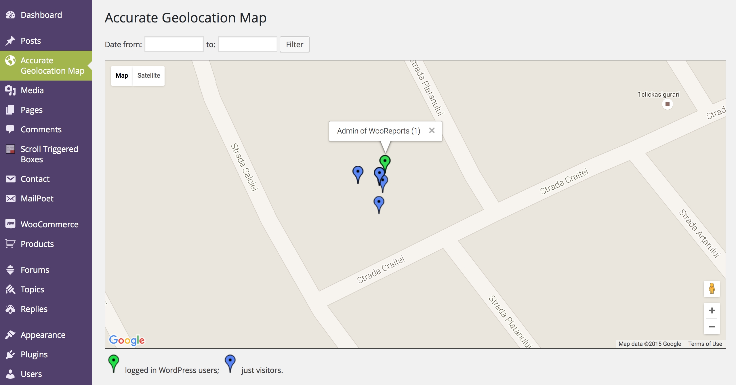 Settings page - HTML5 Geolocation properties