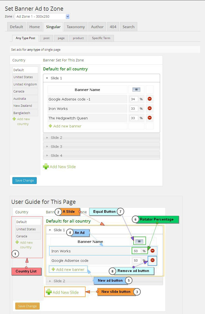 Set Banner Ad to Zone