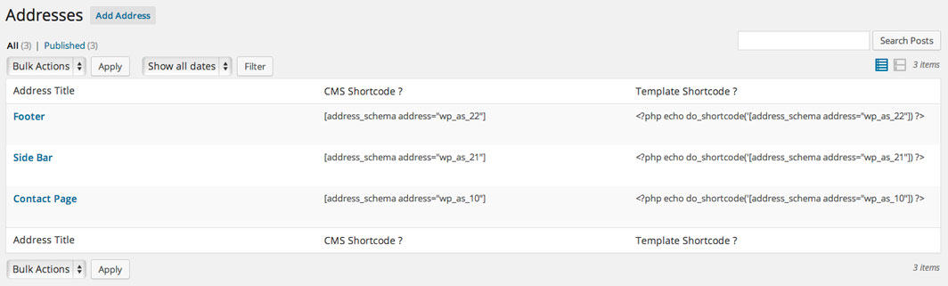 Manage multiple Addresses for different areas of your site