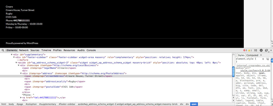 Displays perfectly formatted address schema anywhere on your site