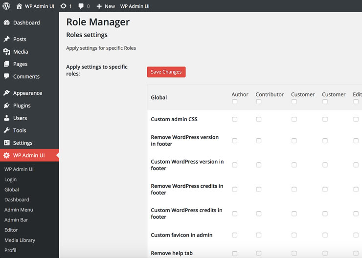 WP Admin UI Login screen settings