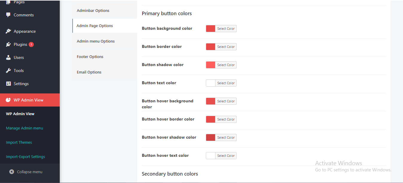 Admin Page Options