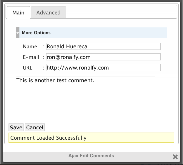 Admin comment options on a post.