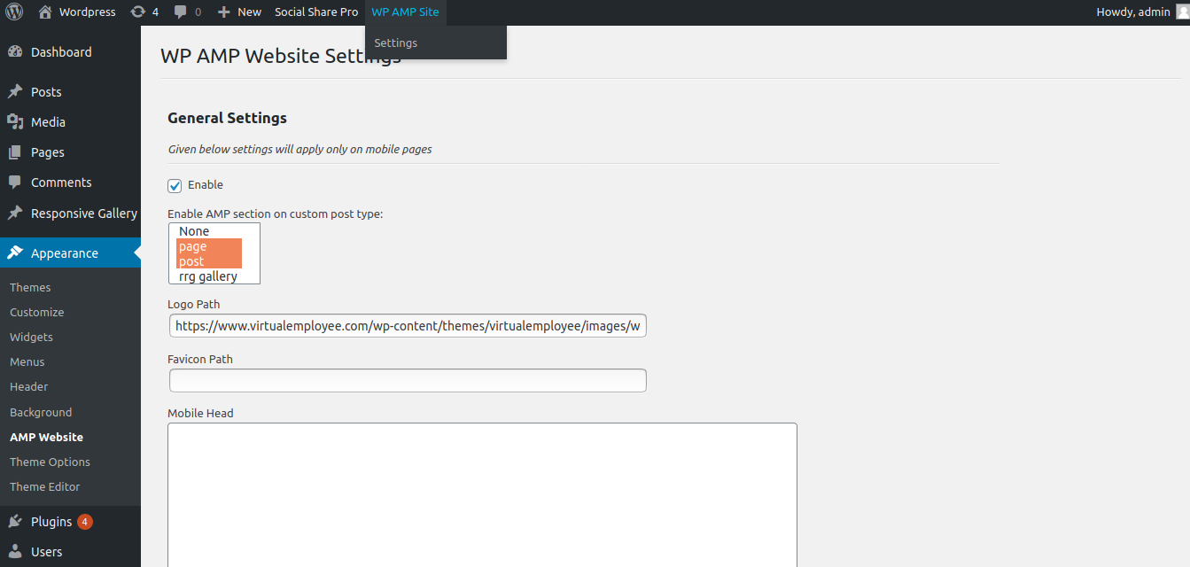 Settings Page
