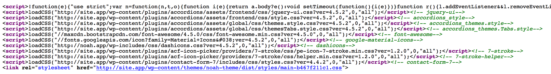 The result of having the main stylesheet load synchronously while the additional stylesheets loads asynchronously.
