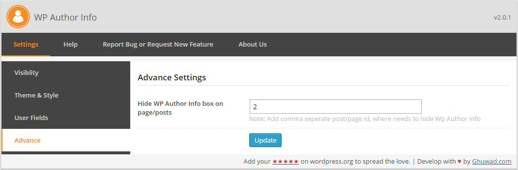 **Setting Page - Advance Option** - Advance option for plugin.
