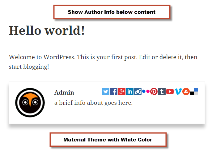 **Example 1** - Show author info above post content