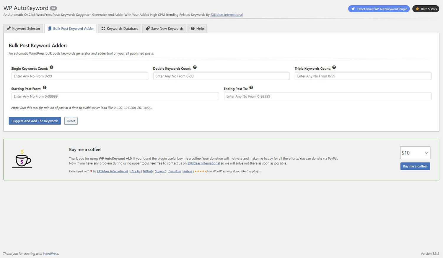 Bulk Post Keyword Adder