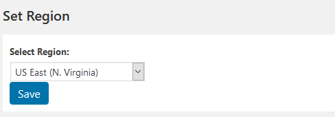 Select Region for Select Server.