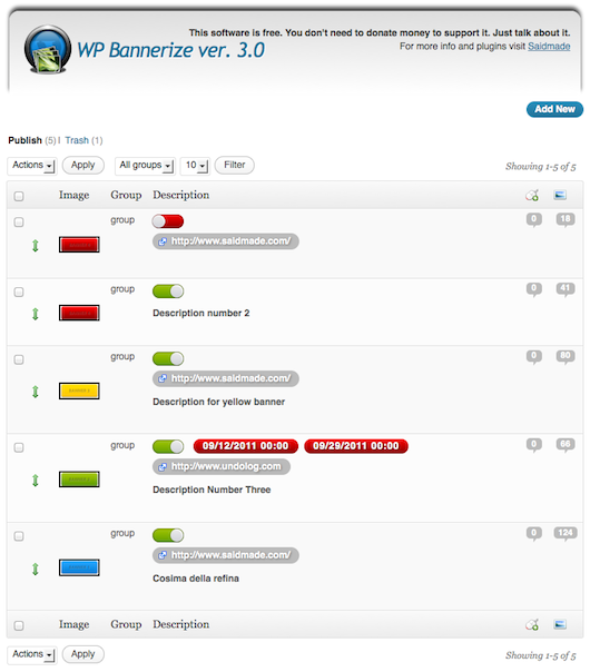 New list banners with switch to enable/disable banner