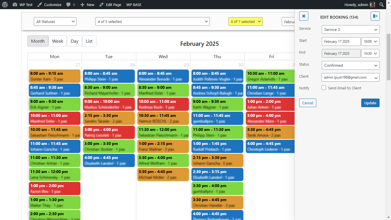 Monthly Calendar booking view