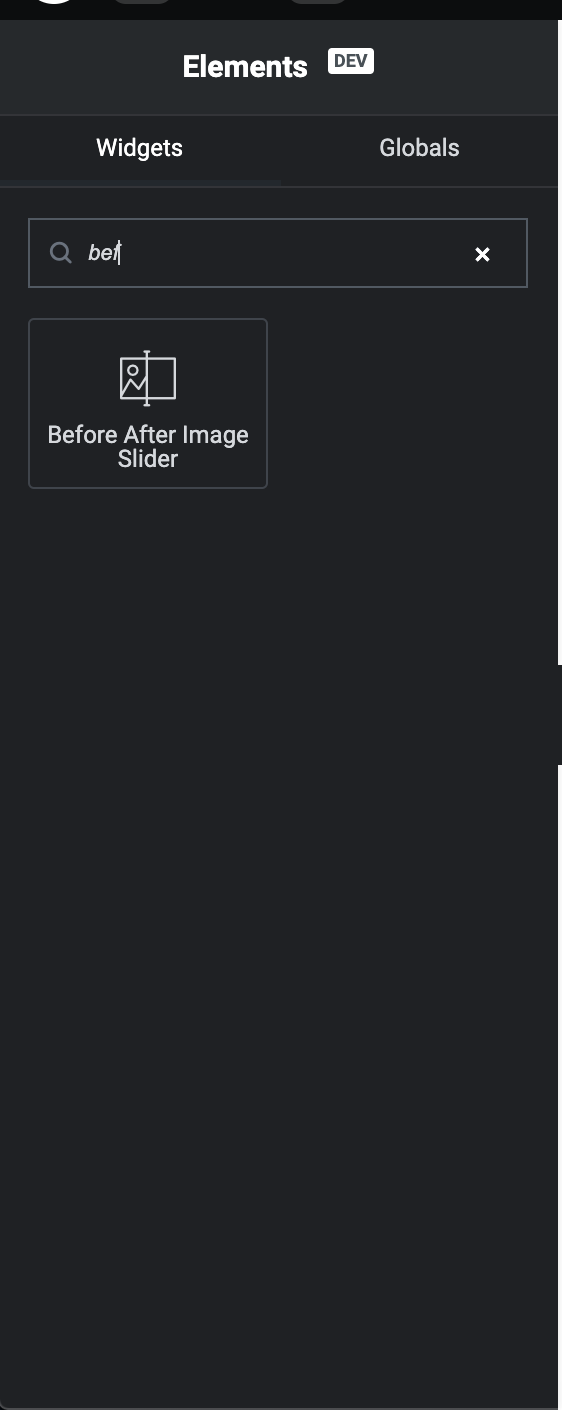 Select Before After Image Slider Widget for Element.