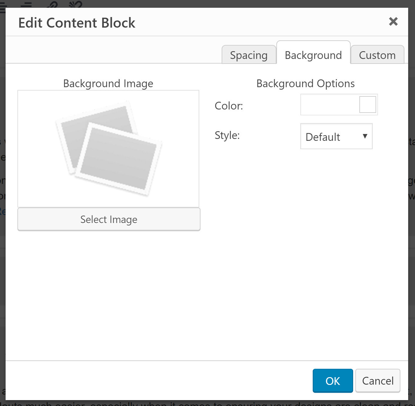 Choosing the background options for a Block is easy as pie