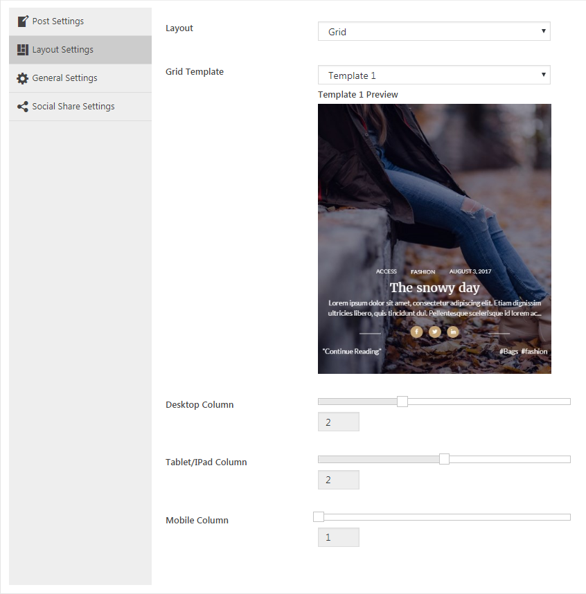 Backend Social Share Settings
