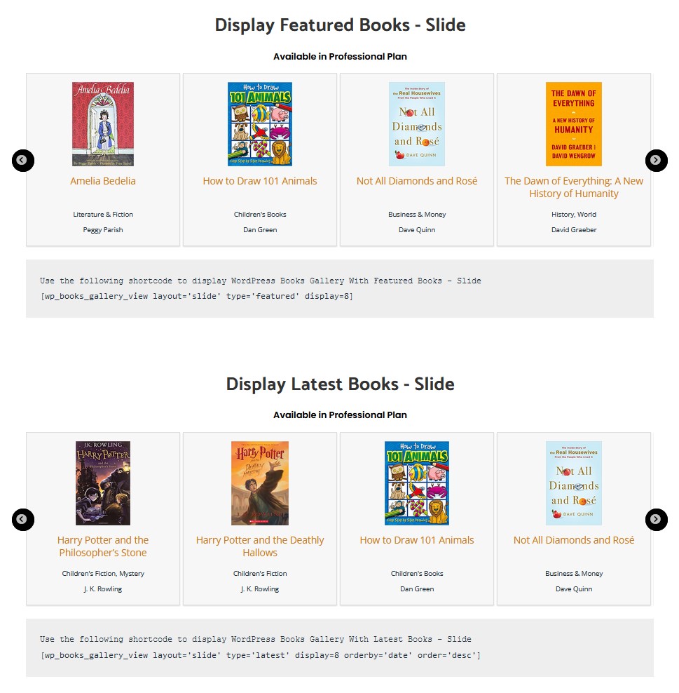 Books Gallery Featured Books View (Pro)