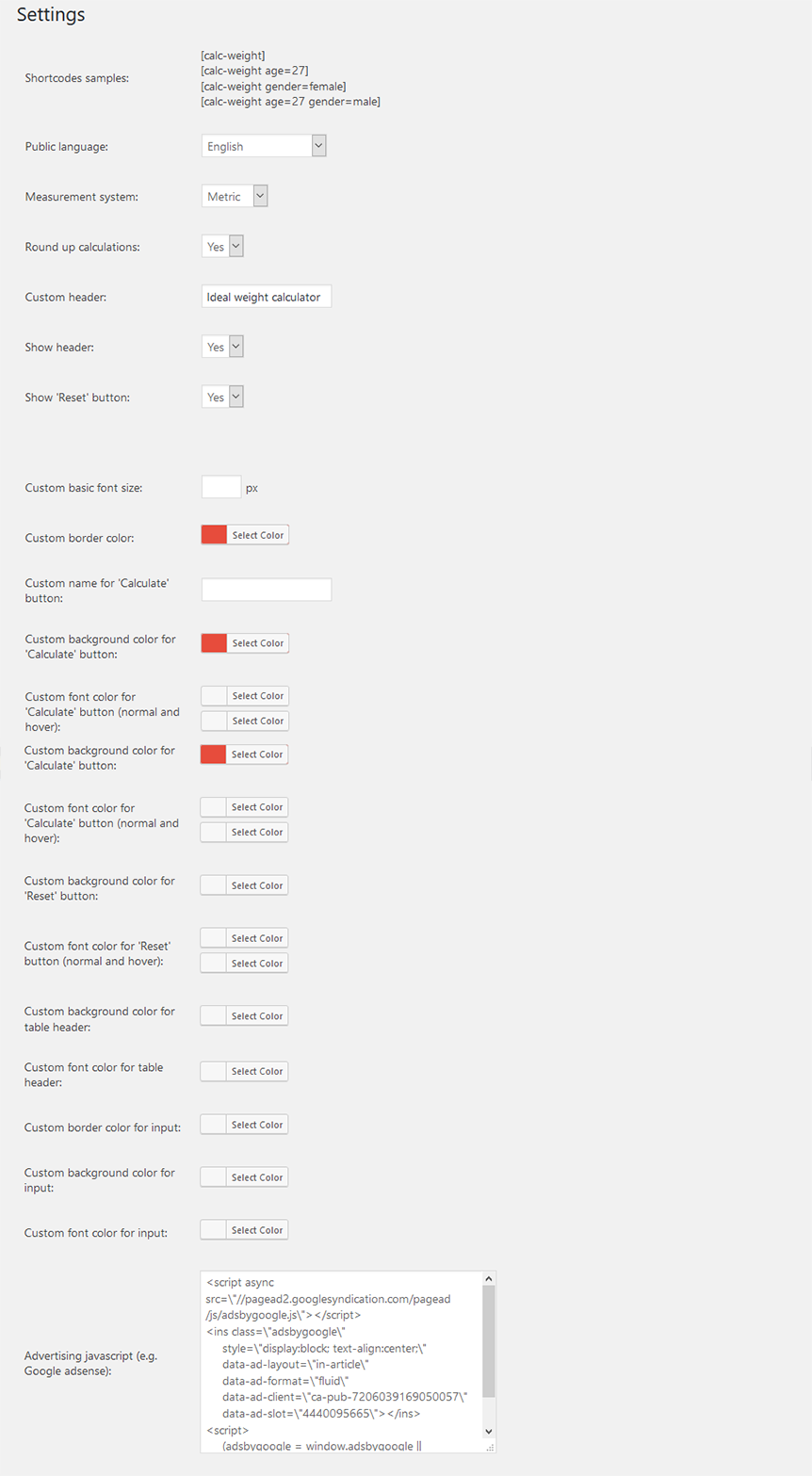 Settings page.