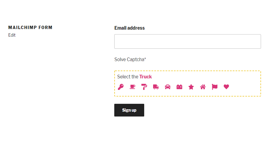 Icon Captcha Settings Page.