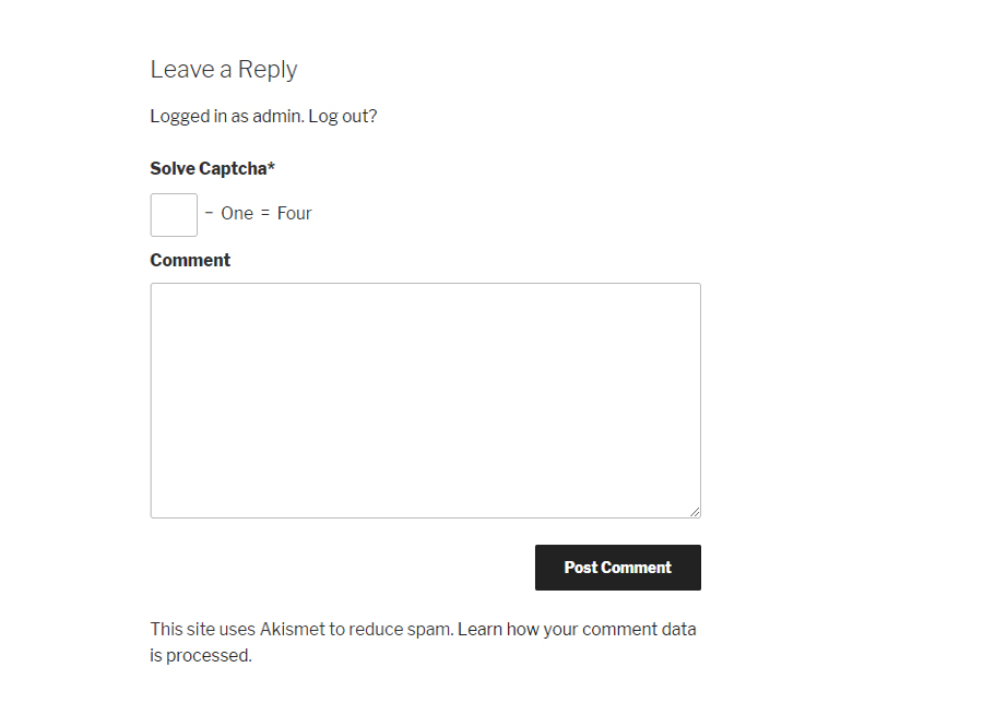 Captcha Forms Settings Page.