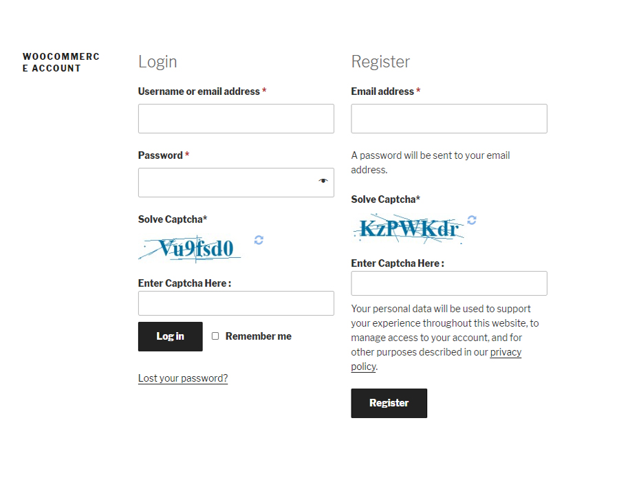 Awesome Support Login & Registration form with WP Captcha.