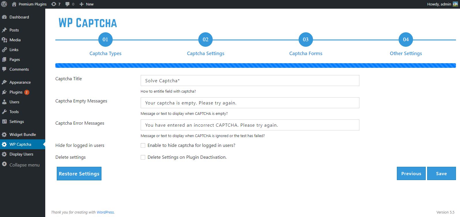 Wordpress Login form with Google reCaptcha.