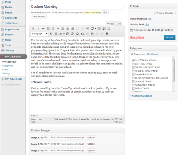 The product editor in WP-Admin