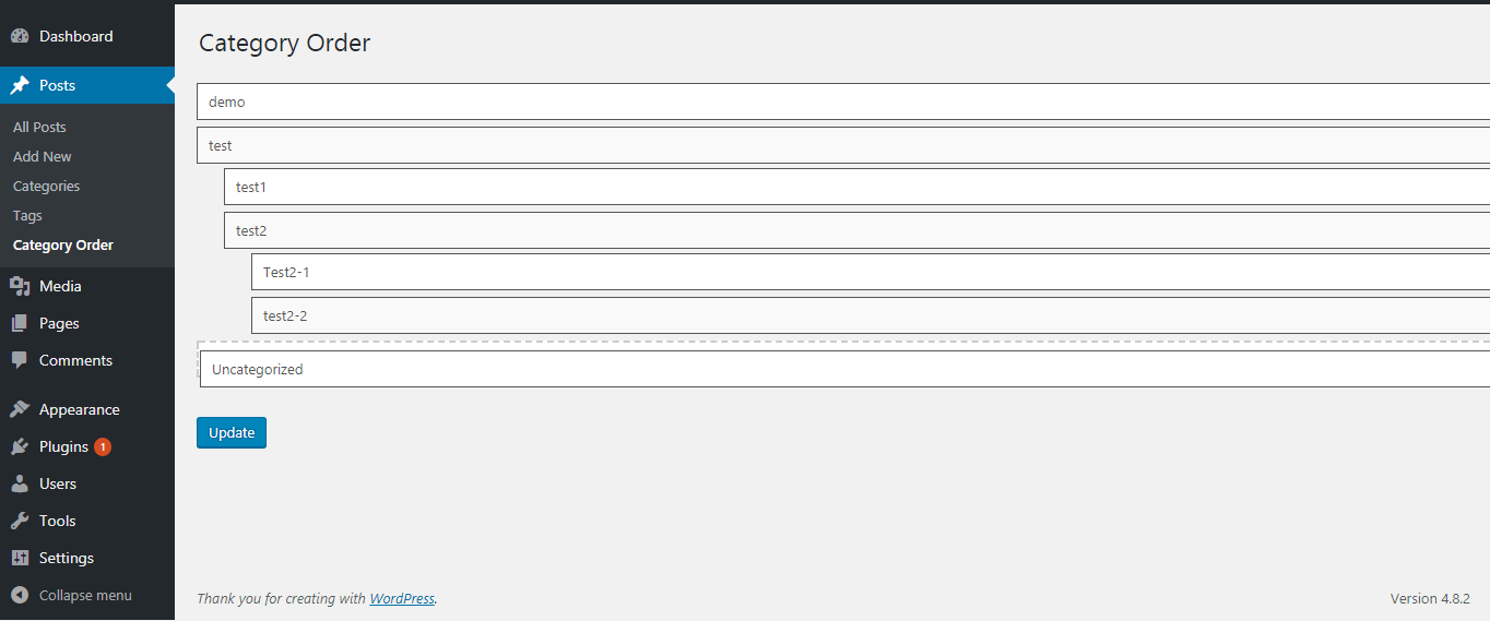WP Category Sort Interface.