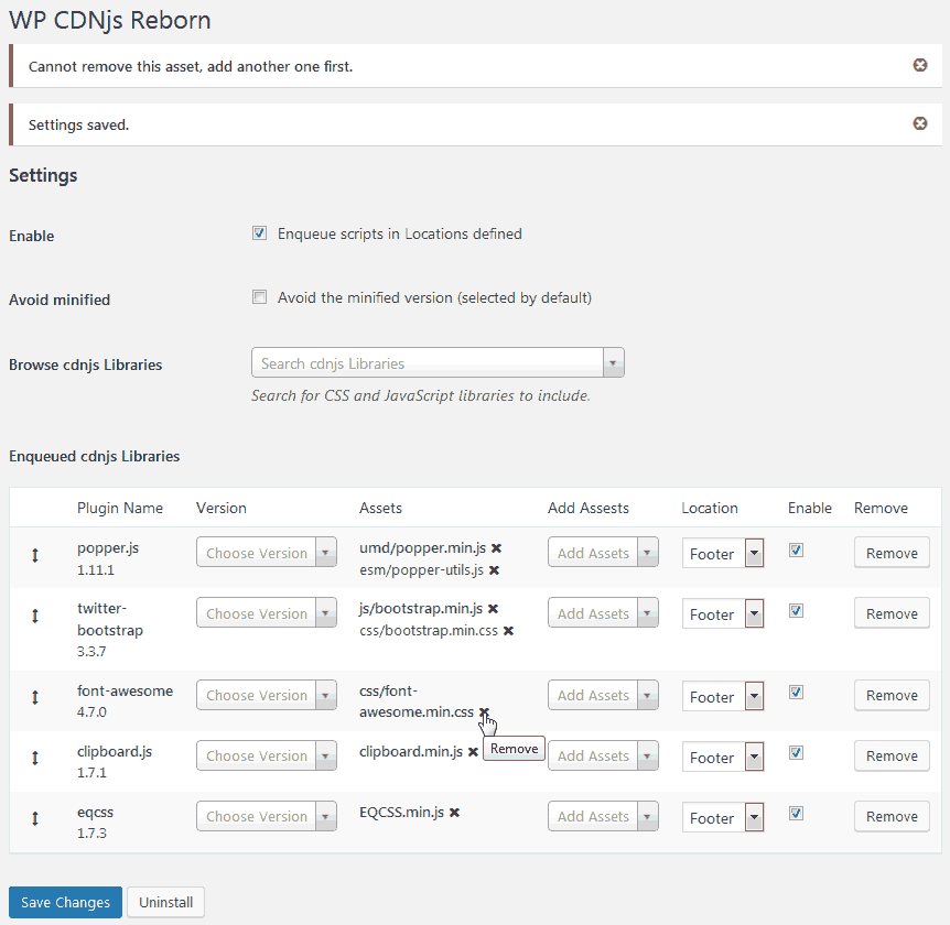 Dashboard: Set of libraries and usual messages.