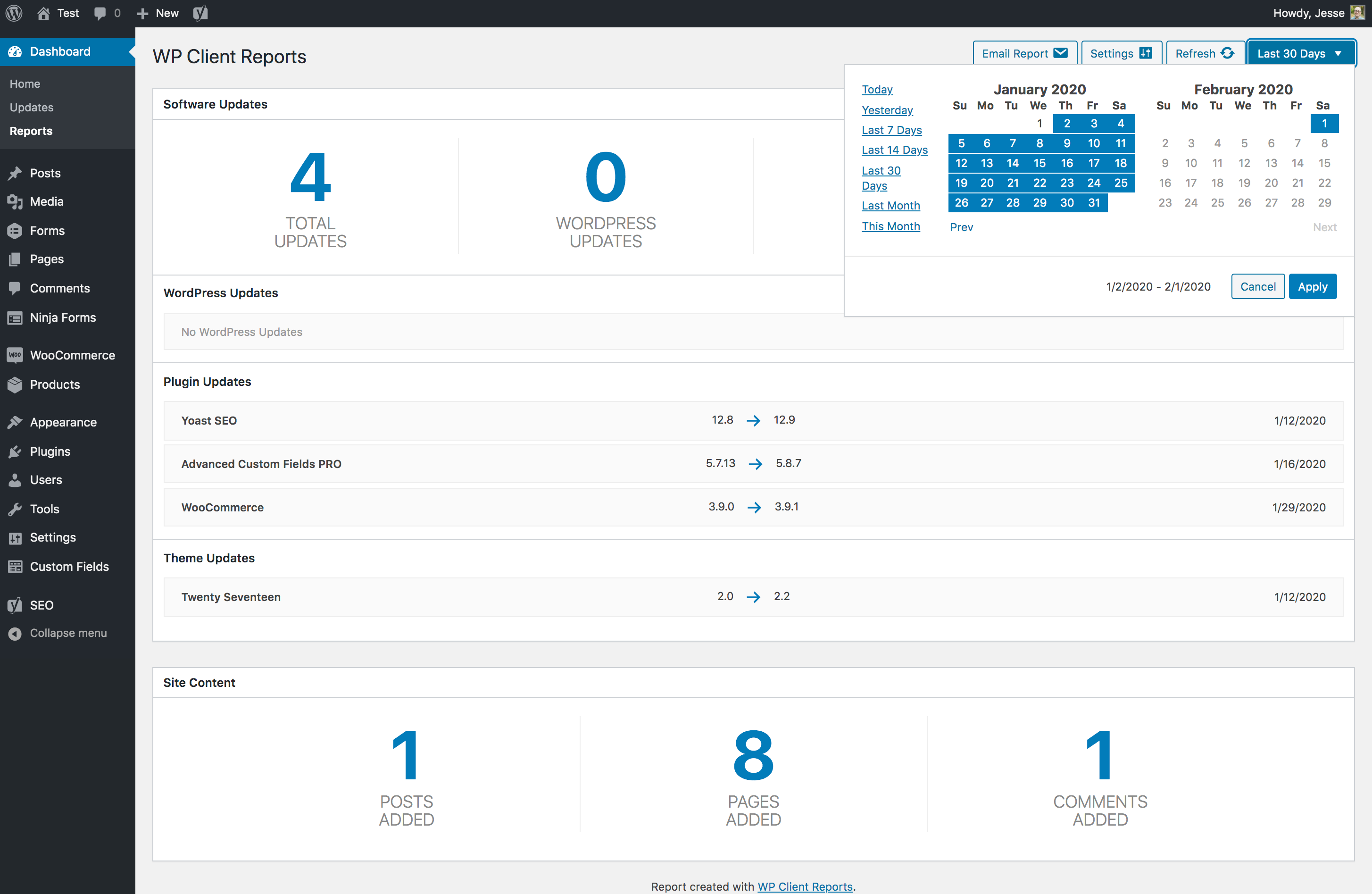 Easily switch dates to view states for any time period