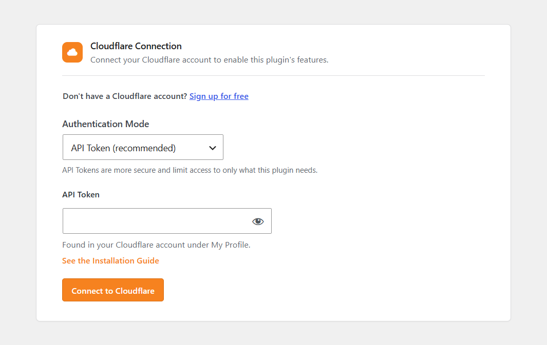 Cloudflare connection and API setup.